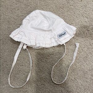 Flap Happy Baby Sun Hat in Pale Pink with Ruffle Brim and Ties